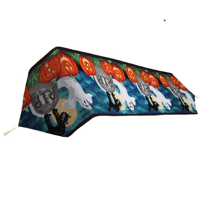 Décoration De Table Halloween - Nappe Chemin De Table Noir Polyester Pour Extérieur Et Intérieur