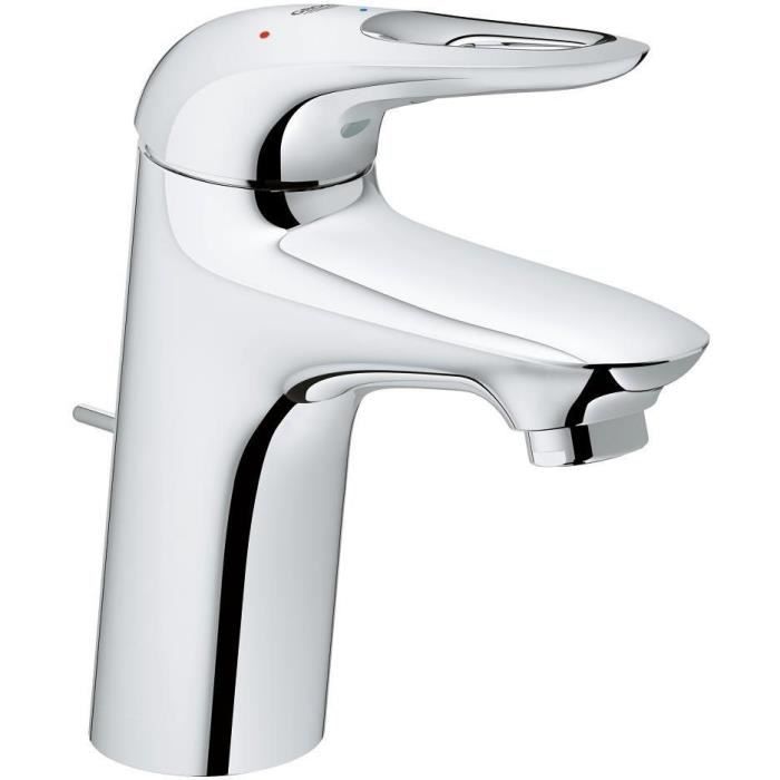 GROHE Mitigeur lavabo monocommande Eurostyle 23374003 - Bec fixe - Limiteur de température - Economie d'eau - Chrome - Taille S