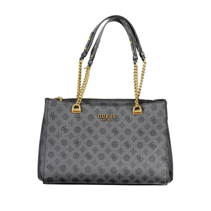 GUESS Sac à épaule gris foncé noir pour femme - Fynna Girlfriend Carryall Charcoal Logo 236555