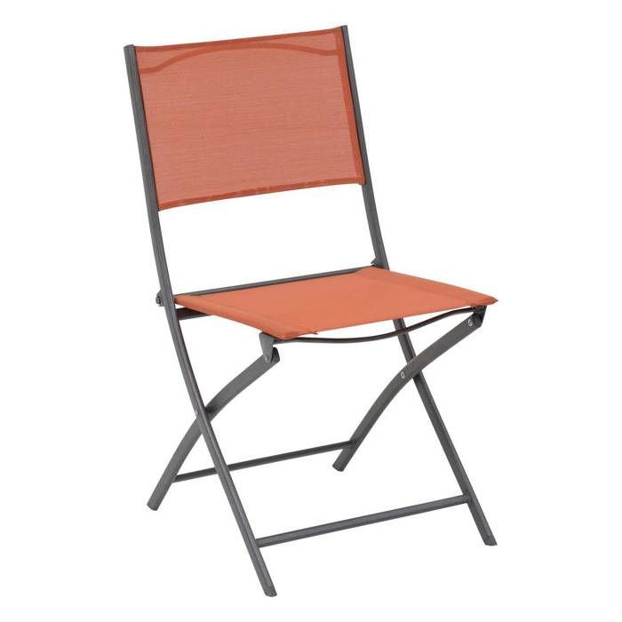 Lot de 4 chaises de jardin pliantes Modula ambre et graphite - Hespéride Lot de 4 chaises de jardin pliantes Modula ambre et graphite - Hespéride
