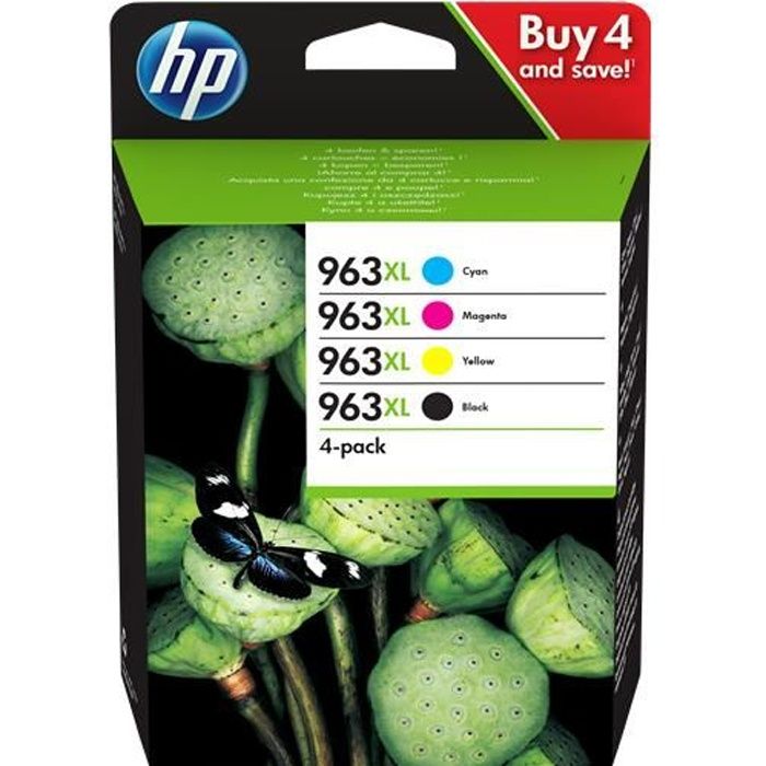 HP 963XL Pack de 4 cartouches dencre cyan jaune et grande capacité authentiques 3YP35AE - vue 1