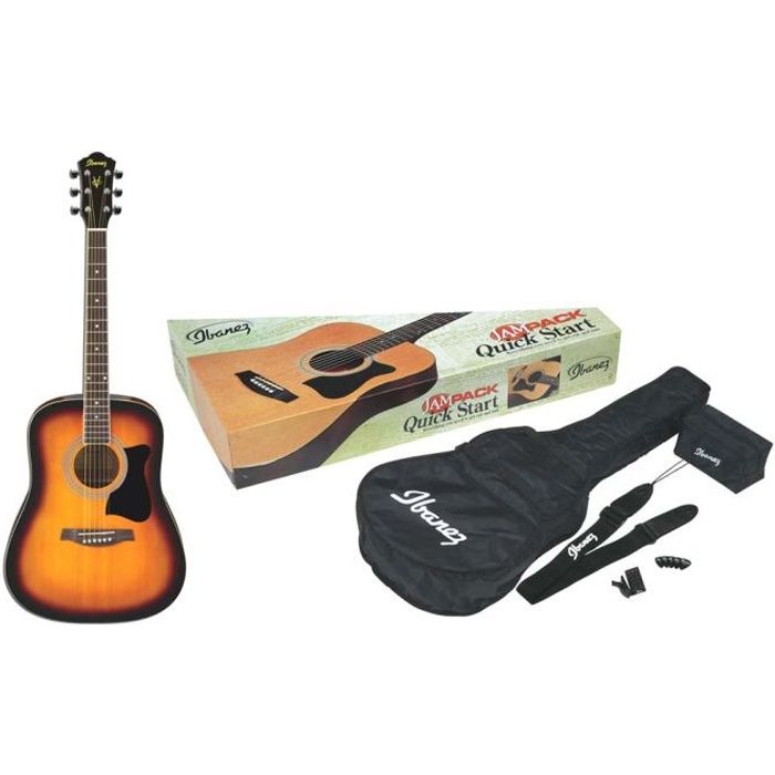 Naturel Ibanez V50NJP-NT Jampack pack guitare acoustique avec kit daccessoires