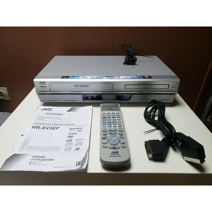 COMBINE JVC HR-XV3EF LECTEUR DVD MAGNETOSCOPE ENREGISTREUR VHS CASSETTE VIDEO