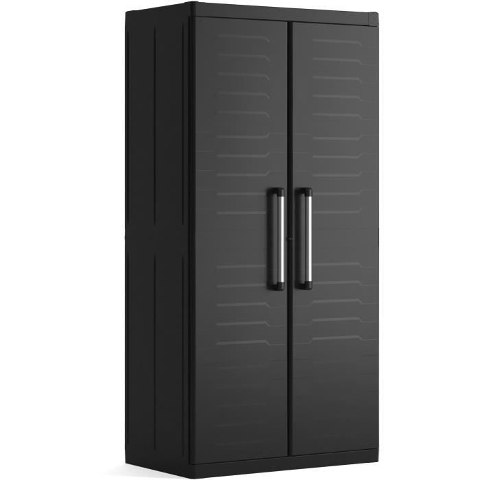 KETER ARMOIRE HAUTE DETROIT XL, Noir, 89 x 54 x 182 cm Cdiscount