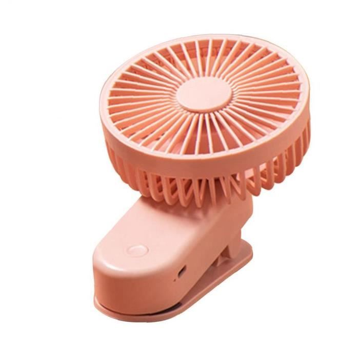 Clip sur le ventilateur Mini USB 5000mAh Batterie rechargeable pour la poussette de bébé les lits camping et voyages rose - Laancoo