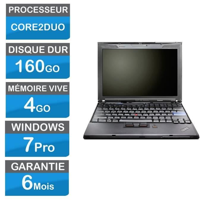 Pc portable Lenovo X200S Core2Duo 160Go HDD 4 Go ram Windows 7 Reconditionné - Lenovo reconditionné disponible sur Cdiscount Seconde Vie