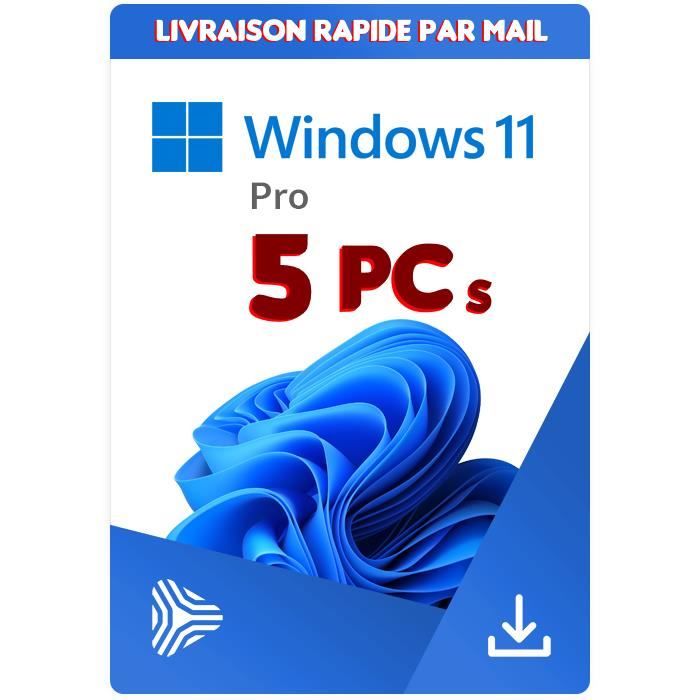 WINDOWS 11 PRO 5 PC – En Téléchargement – Envoi Rapide par MAIL – Facture Automatique !
