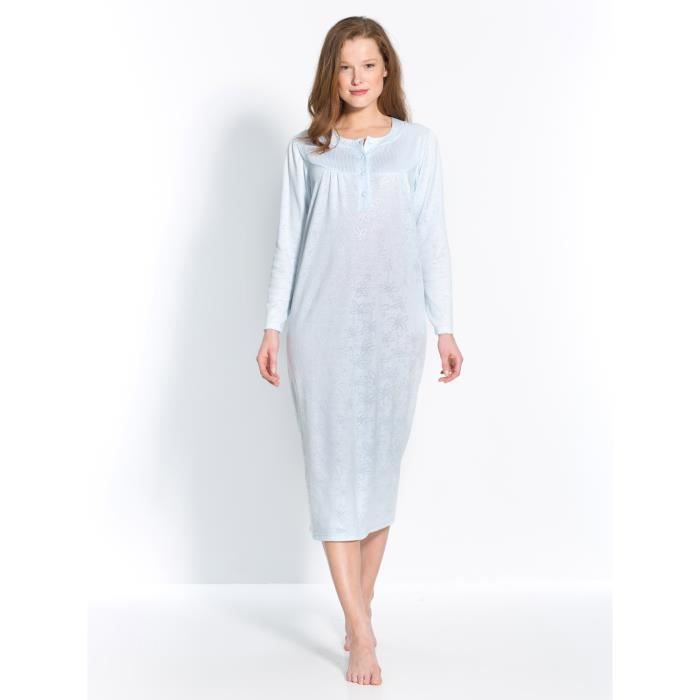 Chemise de nuit unie LINGERELLE Femme Maille polyester coton Bleu