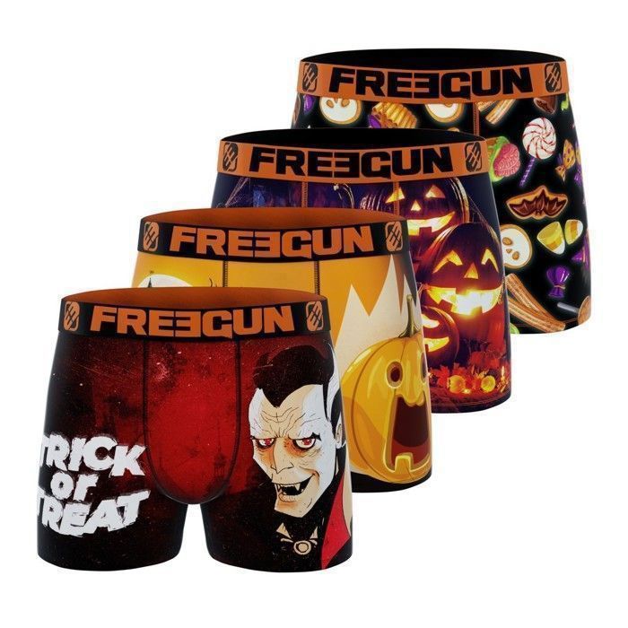 FREEGUN Boxer homme calecon homme maxi confort ceinture large 4 cm Lot de 4 multicolore Orange Cdiscount Pret a Porter