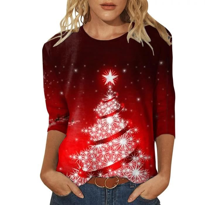 Tee shirt 2025 femme noel