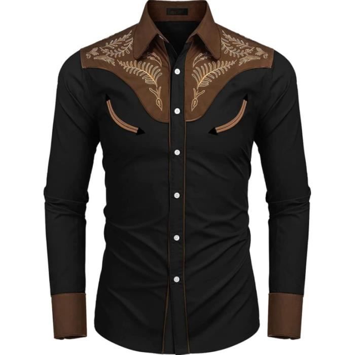 Chemise Western Cowboy pour Hommes à Manches