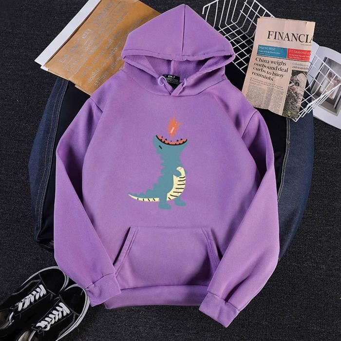 Sweat à Capuche Dinosaure MEDUOLA - Unisexe, Motif Animal Mignon, Coupe Loose, Manches Longues - Pour Look Décontracté Et Fun
