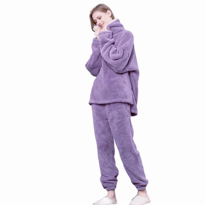 Modaworld Pyjama Femme Hiver Polaire Ensembles de Pyjama Chaud