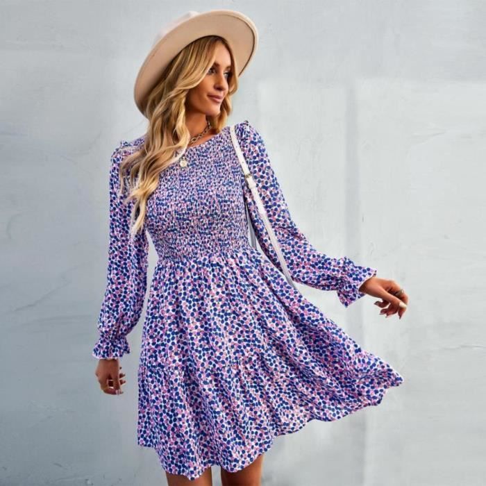 Robe Chic Robe Été Femme Midi Sans Manches - Style Chic Bohème Plage Genou Robe été Femme Mi Longue