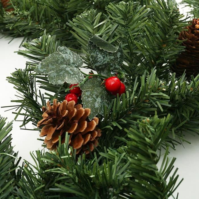 2 Guirlandes De Noël En Forme De Goutte Avec Pommes De Pin Et Nœud Velours - 60 Cm - Décoration Porte, Escalier