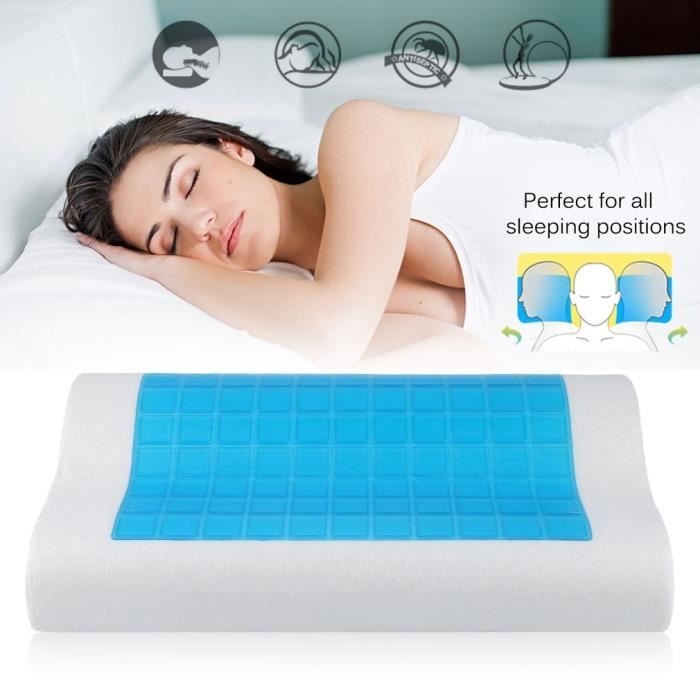 Oreiller Mousse à Mémoire de Forme 50x30cm ULTRA Confortable - Bleu \u0026 Blanc  - Cdiscount Maison