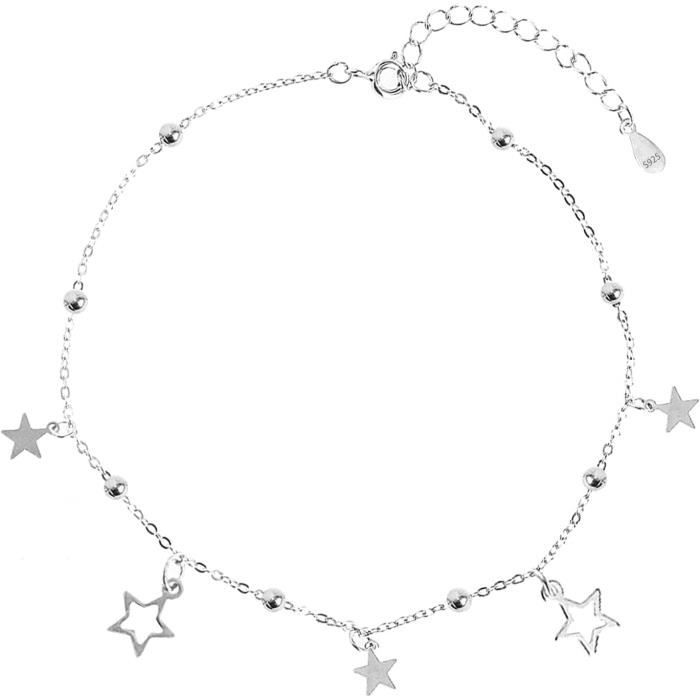 Bracelet Cheville Femme Argent 925-Plaqué Or-Or Rose Chaîne De Cheville Maille F