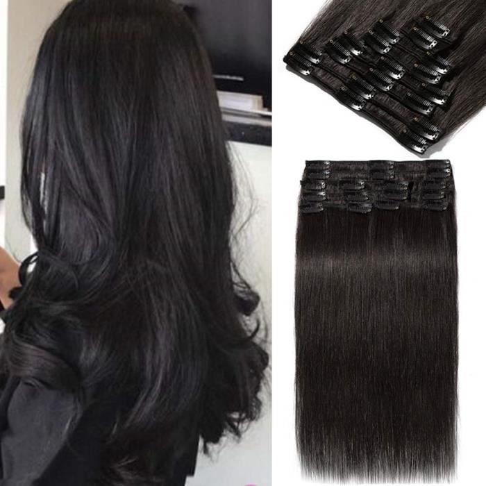 Rajout Cheveux Clip Naturel 8 Bandes Extension A Clip 100% Cheveux ...