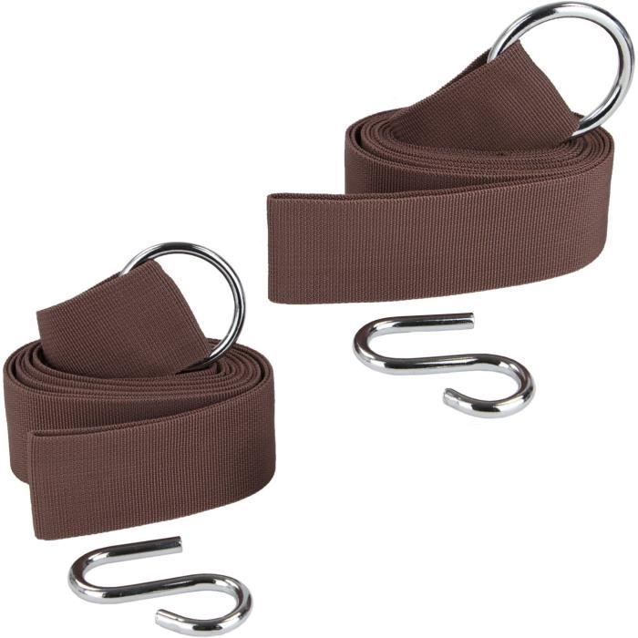 Sangles De Suspension Pour Hamac - 2 Pièces Avec Mousquetons - Réglables Jusqu'à 2 M - Pour Arbres, Poteaux