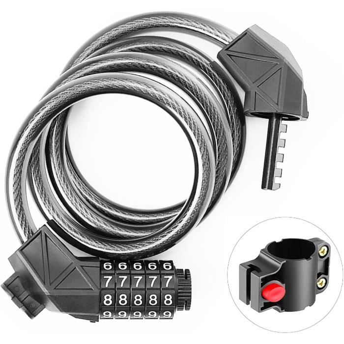 ROCKBROS Antivol Vélo à Code, Câble 5 Chiffres Pour Vélo Et Trottinette