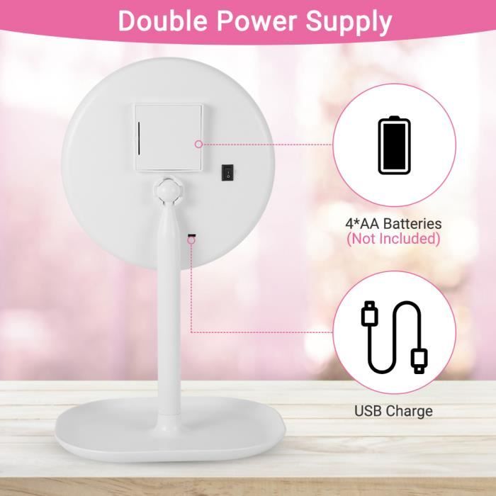 Sollbry Miroir de maquillage avec lumière LED, miroir de coiffeuse à Sollbry Miroir de maquillage avec lumière LED, miroir de coiffeuse à