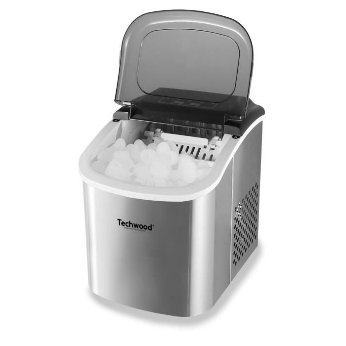 Machine à glaçons - TECHWOOD - Inox - 12 Kg/24h - Réservoir 1.3L - Arrêt automatique