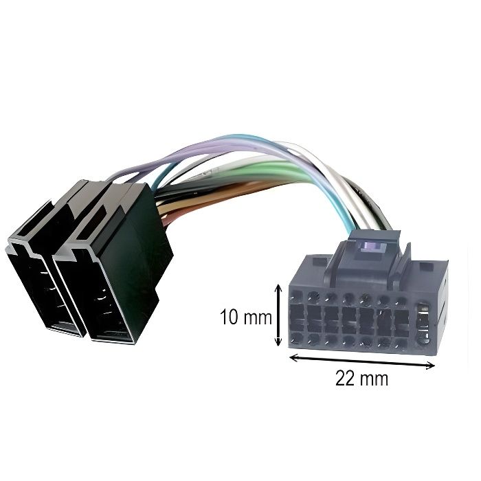 Câble adaptateur ISO 10 x 22mm autoradio JVC 16 pi