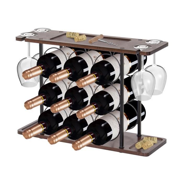 range bouteille vin étagère à bouteille métalique, casier à vin pour 9 bouteilles, étagère à vin pour cuisine, bar, salle à manger
