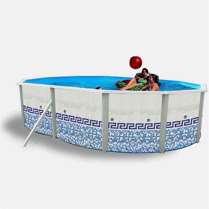 TOI MOSAIQUE Piscine hors sol en acier ovale 550 x 366 x 120 (Kit complet piscine Filtre Skimmer et &eacute;chelle) 