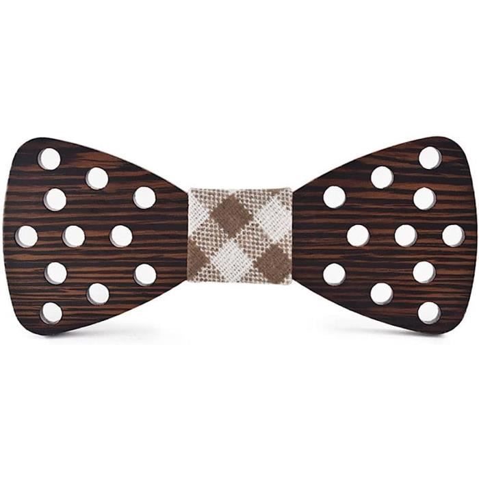 Nœud Papillon Bois GIVBRO Avec Motif Feuilles - Pour Mariage, Costume Ou Événement Élégant