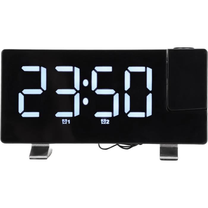 Horloge Projection Plafond ROCAM – Réveil Numérique Avec Projecteur, Température/Humidité, Double Alarme, Radio FM, Charge Type-C & USB