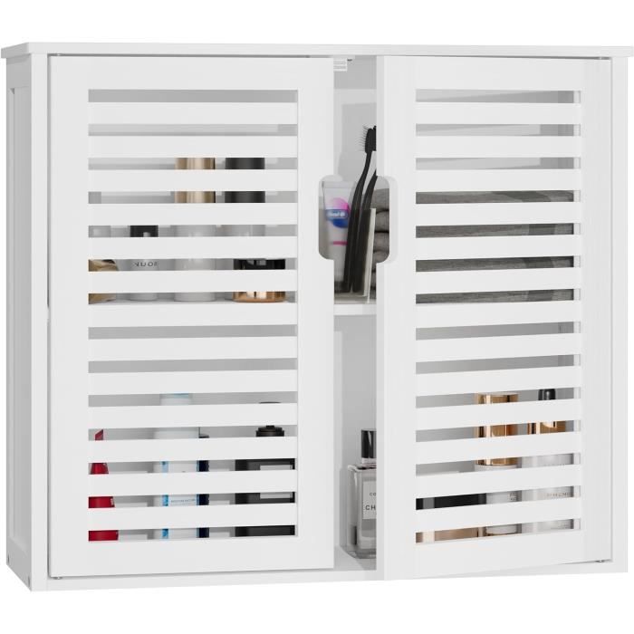 Armoire Murale Vintage En Osier Marron - Idéale Salle De Bain Ou Cuisine