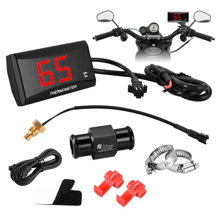 Thermomètre Moto 5 En 1 USB - Voltmètre LED, Capteur Température, Compatible 9-24V, Dimensions 67x100mm