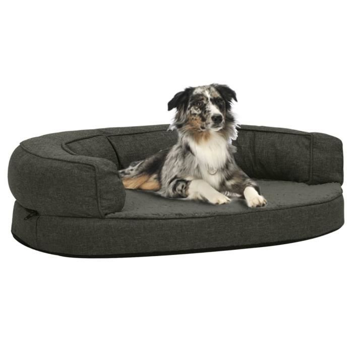 vidaxl matelas de lit ergonomique pour chien, 75x53 cm gris foncé