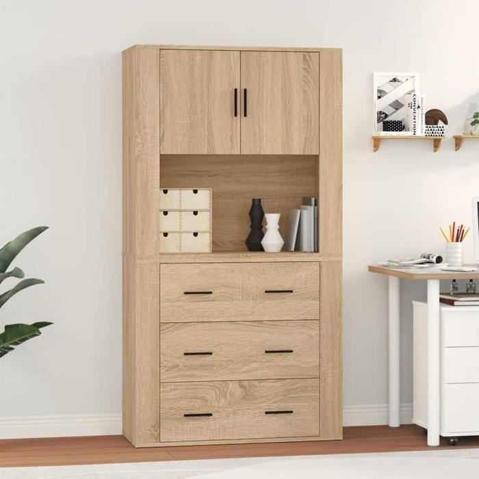 vidaXL Buffet haut Chêne sonoma Bois dingénierie 3185386