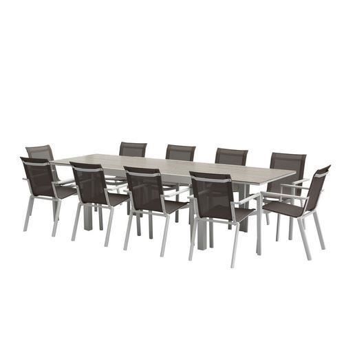 ensemble table + chaises tulum aluminium blanc - t6-10+f6+c4