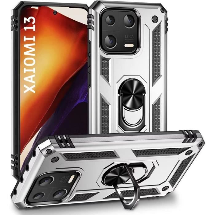 Coque pour Xiaomi 13 Bumper avec Anneau Support Rotatif - Argenté