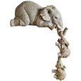 Elephant Decoration Statue, Elephant Statuette Decoration, Statue Elephant Sitter Sculpture - Mère Et Deux Bébés Suspendus Statu,256-1