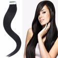 22" Extensions de Cheveux Bande adhésive Ruban adhésif – #01 Noir – 55cm - 20pcs - Extensions en cheveux humains naturels - Grade  -1