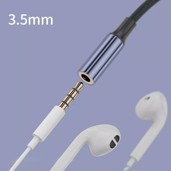 Connecteur Lightning (iPhone) vers 3.5 mm AUX audio écouteurs avec prise  jack en nylon et aluminium - PhoneLook - Acheter sur PhoneLook