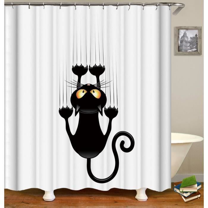 Universal - Rideau de douche chat imprimé étanche crochet suspendu
