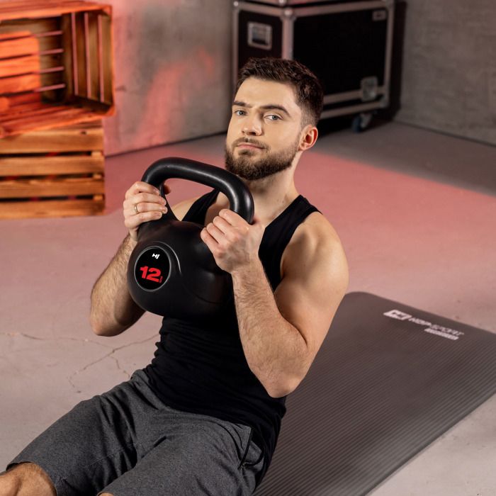 Kettlebell en Vinyle Antidérapant 12 kg Hop-Sport, Bouilloire de