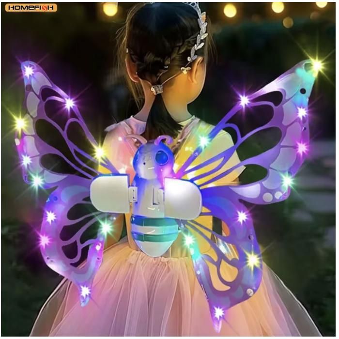 Ailes De Fée Papillon LED Lumineuses - Kit Avec Baguette Et Bandeau Pour Enfants Et Adultes
