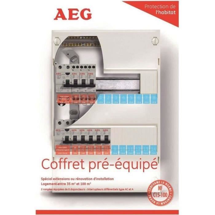 Coffret électrique Pré-équipé 2 Rangées - Tableau Gris Métal Avec Interrupteurs - Neuf