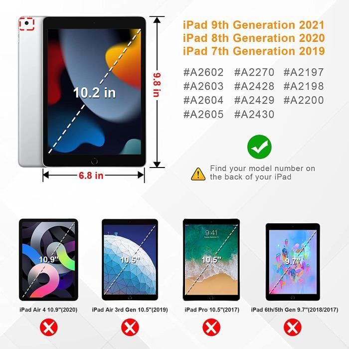Coque Compatible avec iPad 9ème Génération 2021 - 8ème Gén 2020 - 7ème Gén  2019 10.2 - [Rangement de Stylet] Housse Rotative [1416] - Cdiscount  Informatique