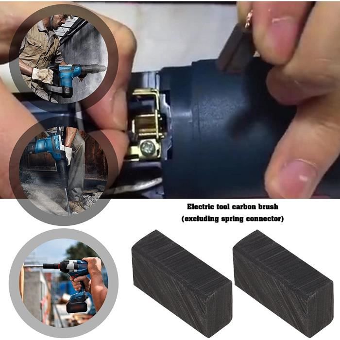 Lot De 2 Balais De Charbon Pour Hitachi - Référence 999-021 - Dimensions 6.5x7.5x12.5mm - Avec Ressort Et Câble - 5