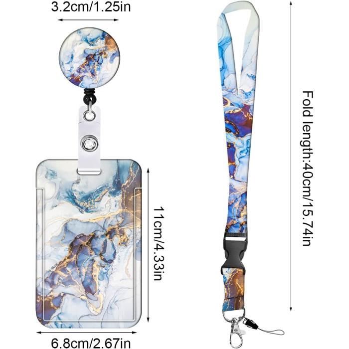 Lot De 10 Porte-badge Enrouleurs Kurtzy - Transparent Avec Cordon Noir (Tinyyo)
