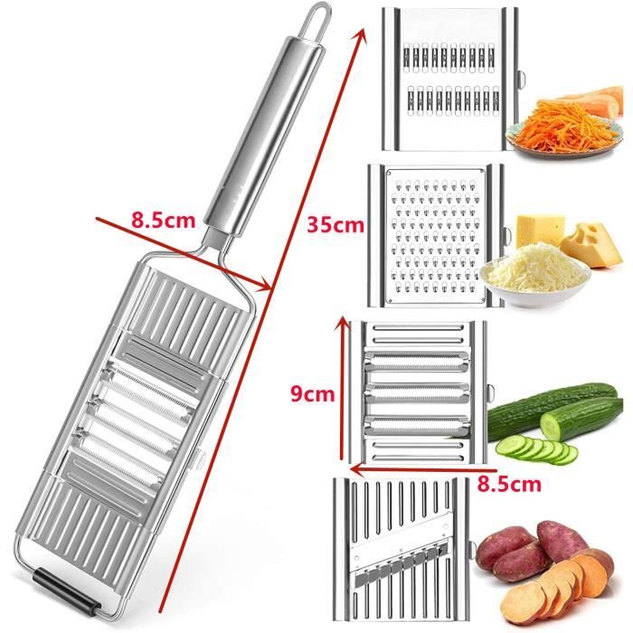 Râpe de Cuisine, Râpe à Fromage, Rapeuse a Legumes Manuelle Inox, Multifonction Rape a Carottes, 2 Côtés de Coupe, pour Hacher Fromage, Légumes et Fruits