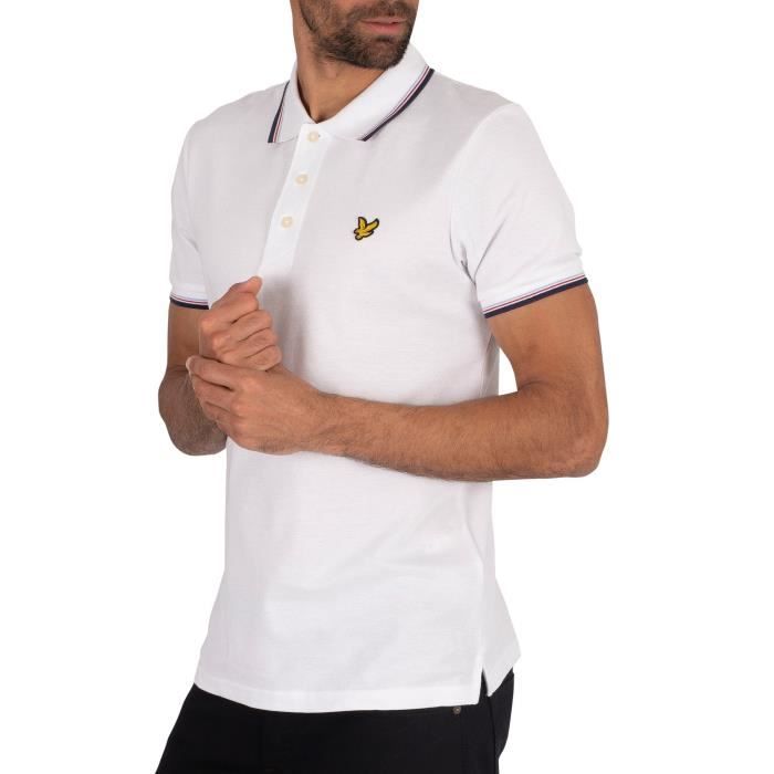 Polo à pointe pour homme Lyle Scott Blanc Manches courtes