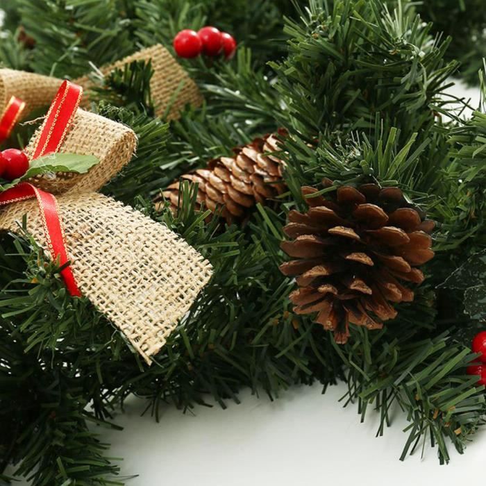 Guirlande De Noël Artificielle 1,8 M – Avec Nœud, Baies Rouges Et Pommes De Pin | Décoration Pour Porte, Cheminée, Sapin | PVC Réaliste - 11
